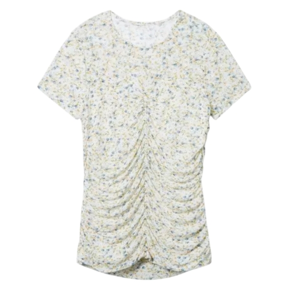 84. Torrid NWOT stretch mesh ruched short sleeve floral top - Picture 4 of 8